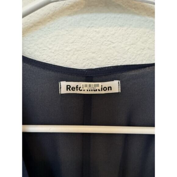 Reformation Winslow Wrap Dress Navy Maxi Kimono Sleeve Large - Picture 7 of 7